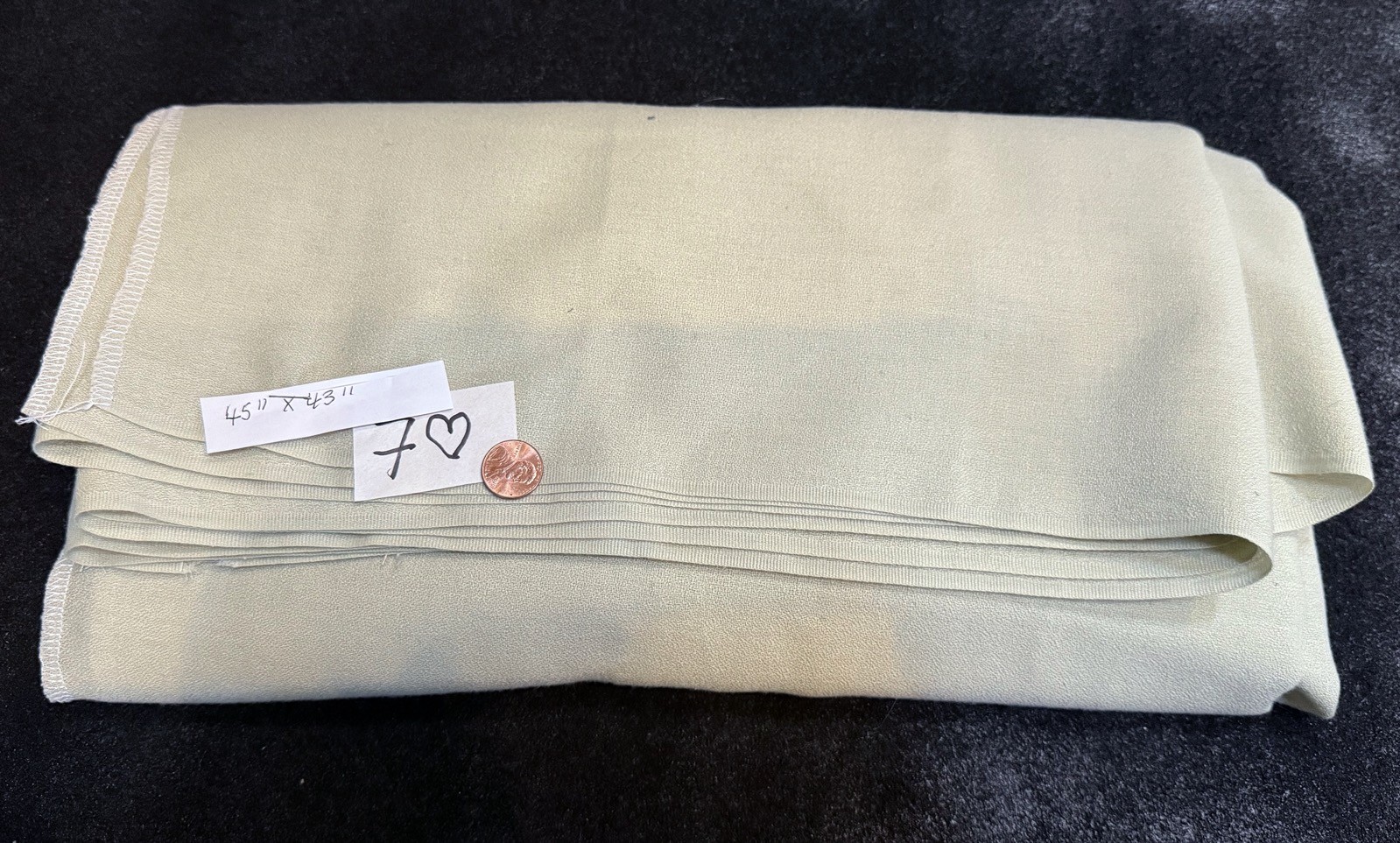 Vintage – 100% WOOL Fabric: PALE LICHEN GREEN – Solid – NOS – 45” x 43”