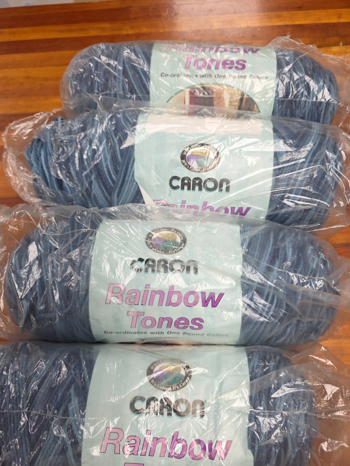 4 Caron Rainbow Tones Yarn Acrylic Variegated Denim Blues 10 OZ. Same Dye Lot