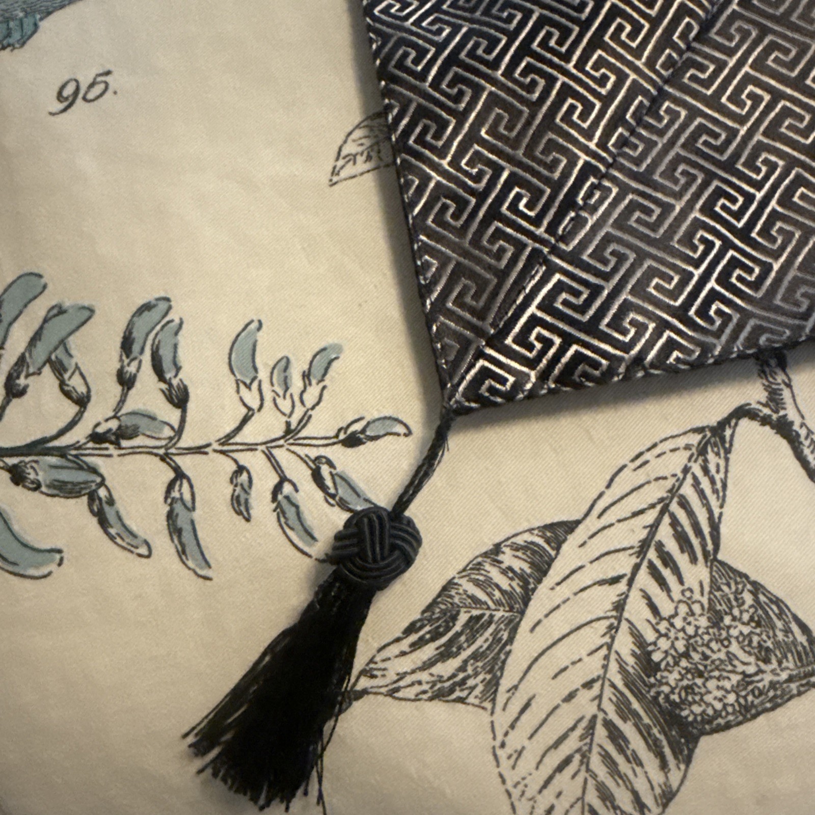 Vintage Chinese Silk Brocade Tablecloth/ Bed Cover Koi Fish Black Gold 74×54.4