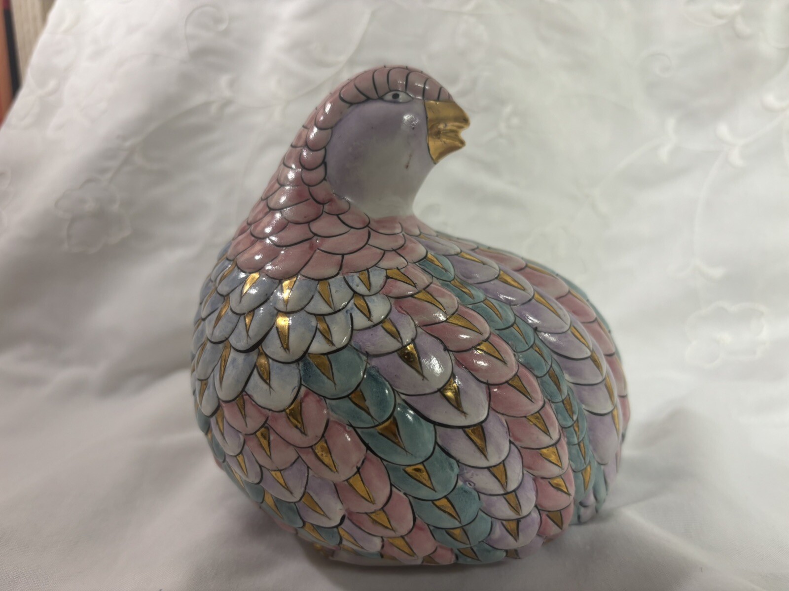RARE Vintage H.F.P Macau Ceramic Love Birds Doves Chinese Porcelain TOYO