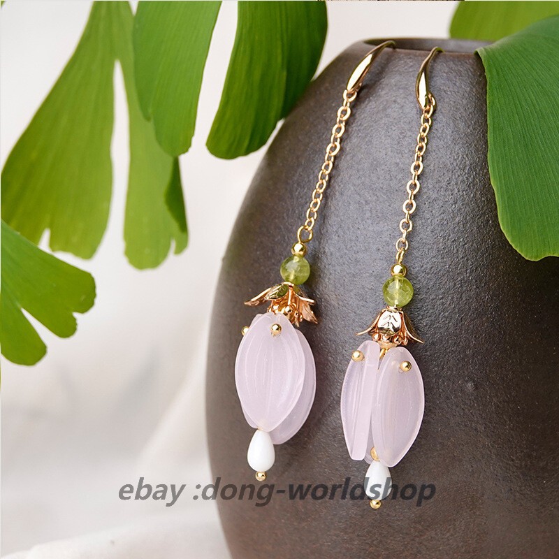 Chinese Coloured Glaze Gild Flower Tibetan Style Fashion Earbob Earrings