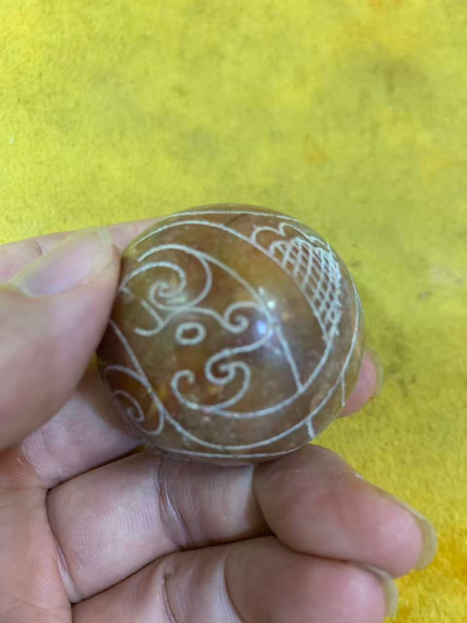 Excellent Rare Large Chinese Old Jade Hand Carved *Dragon/Phoenix* 40mm Bead