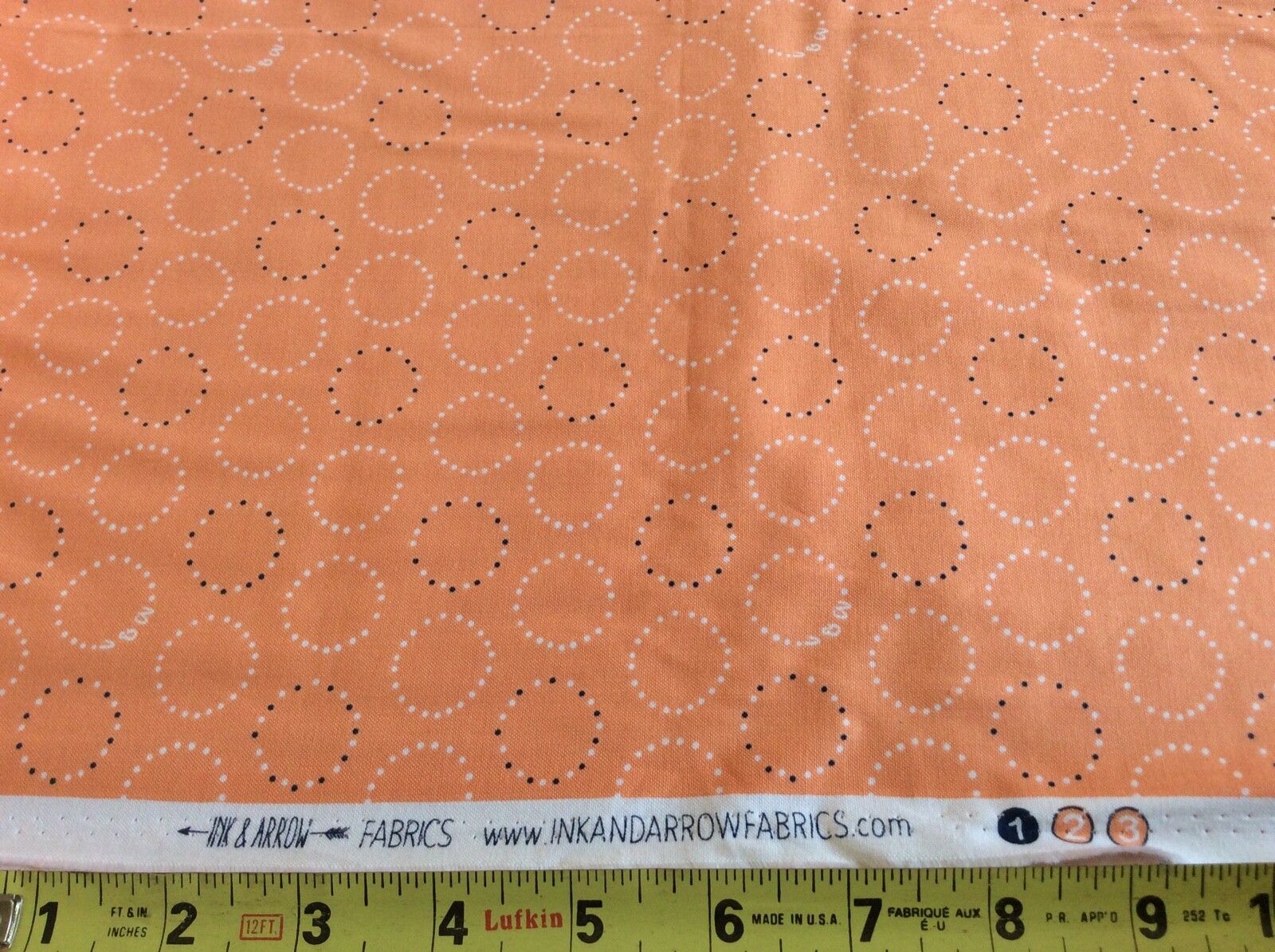 INK & ARROW- MELODIE #1649-26311-G- CIRCLE GEOMETRIC- DARK PEACH- BY THE YARD