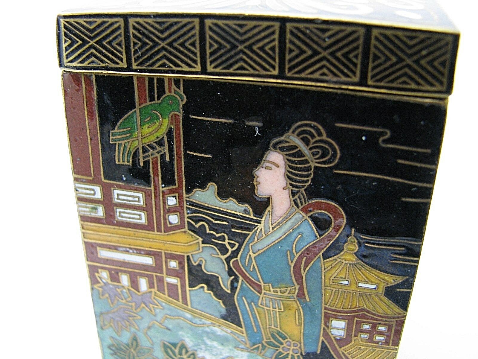 CHINESE CLOISONNE ENAMEL BOX CHAMPLEVE ENAMEL BRASS BOX Asia China ca1900s Rare!