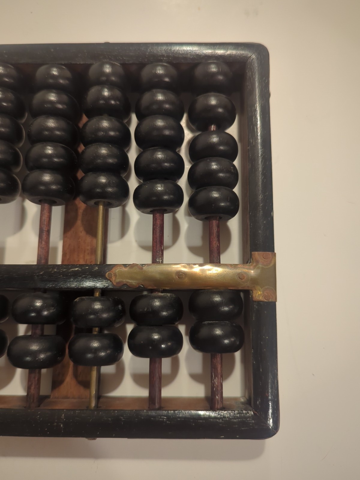 Vintage Lotus – Flower Brand ABACUS Black Painted Wood with Brass Accents