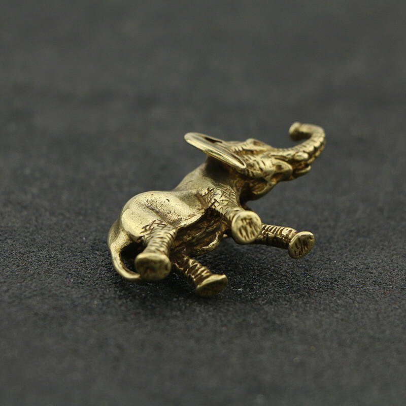 Antique Solid Pure Copper Mini Elephant Ornaments Tea Pet Desktop Ornaments Coll