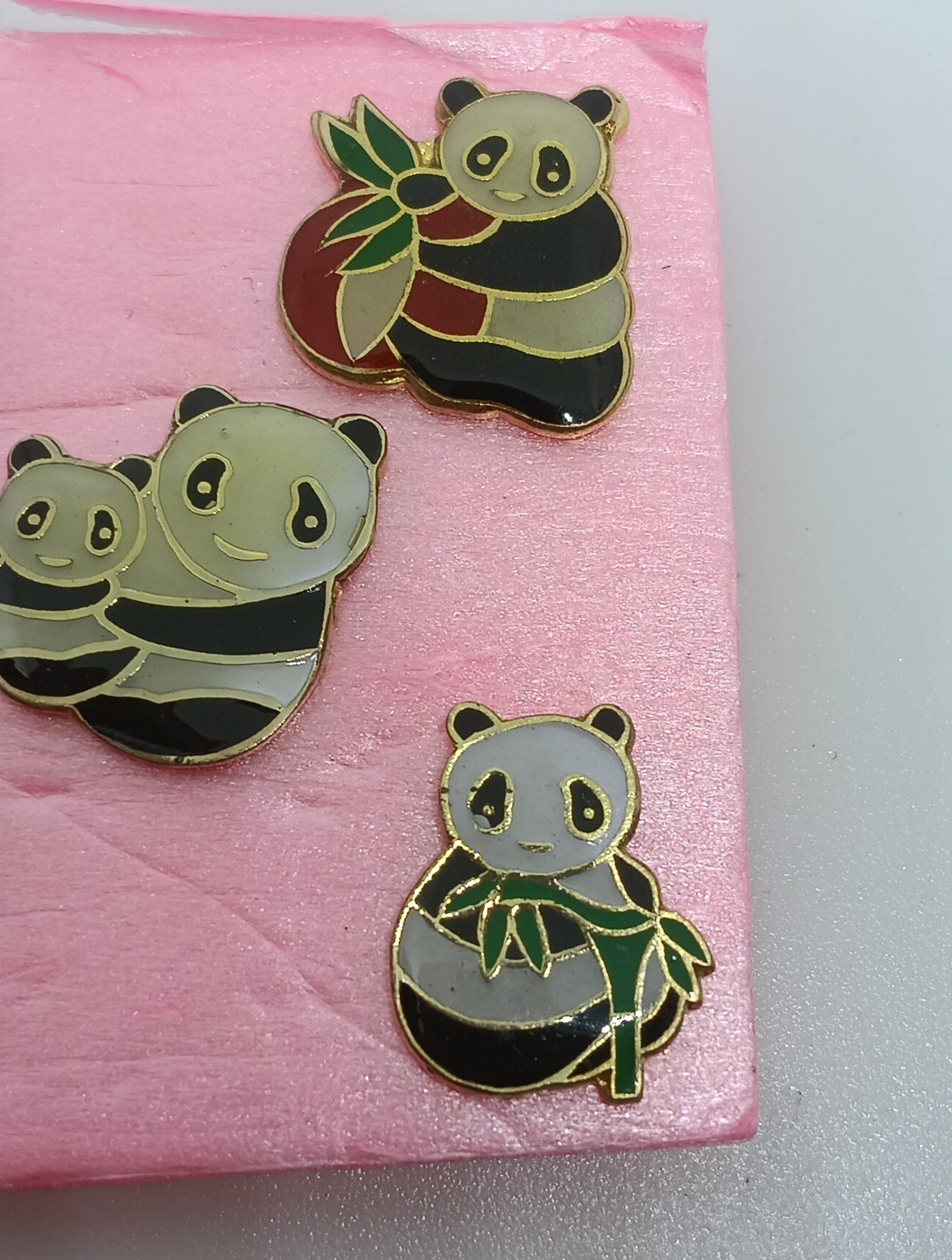 Vintage 5 PANDA Pinback Lapel Buttons Set