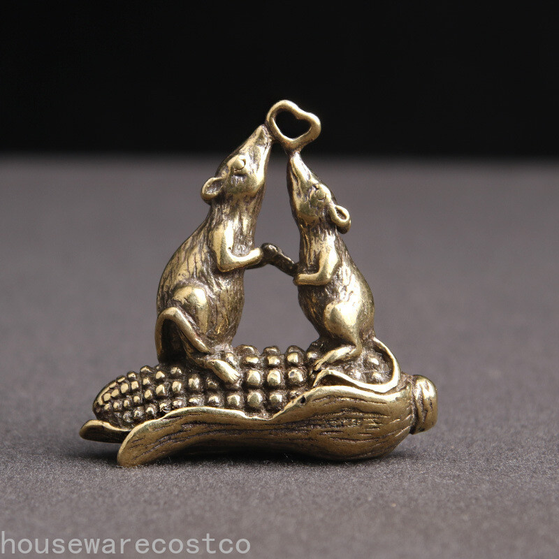 Copper Figurines Ornament Retro Brass Animal Keychain Pendant Home Decor