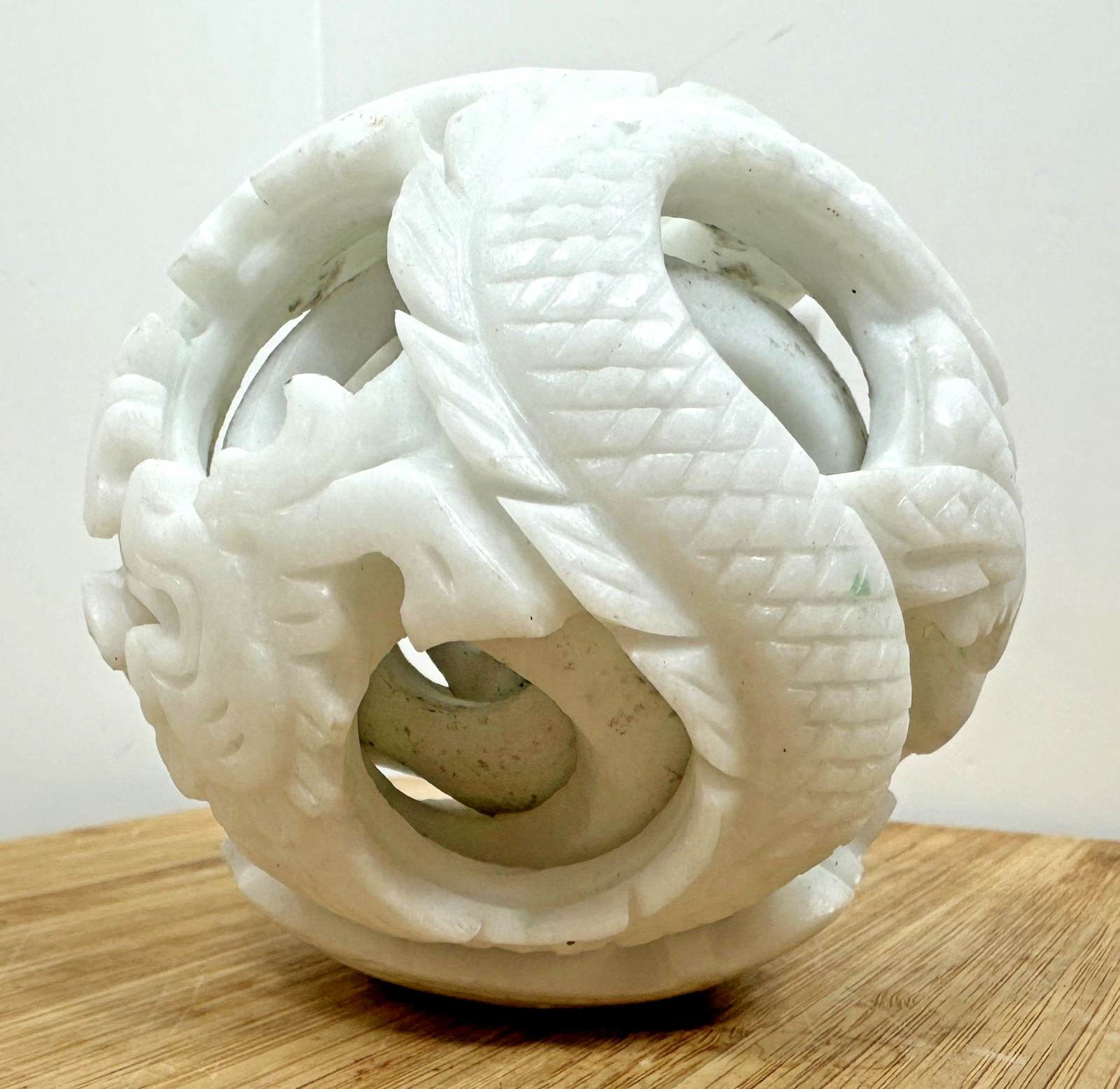 Hand carved Chinese Soapstone Puzzle 4 Layer Carved Layer Sphere