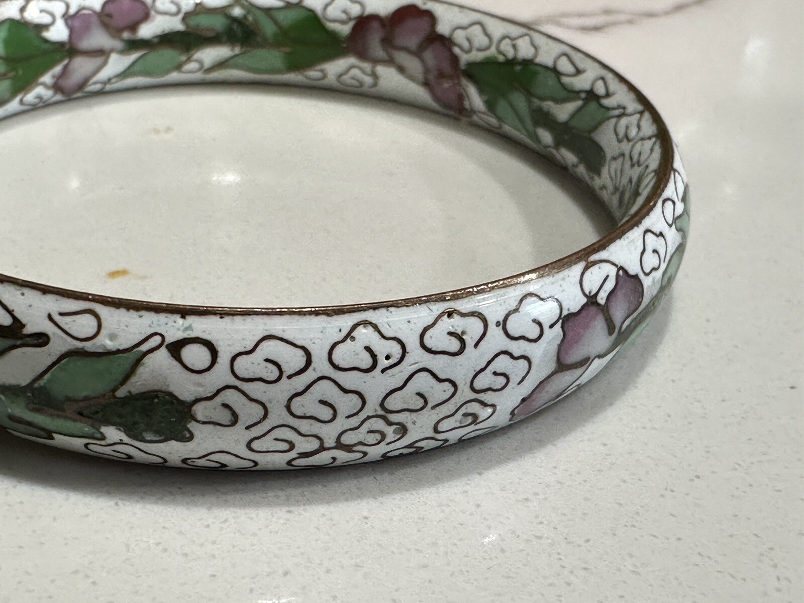 VINTAGE PAIR OF VINTAGE CLOISONNE BANGLE BRACELETS , Enamel Over Metal
