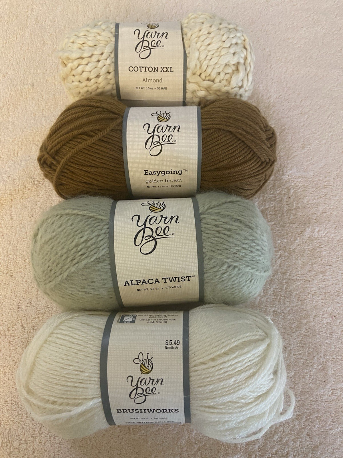 Yarn Bee Lot 4 Cotton XXL Easygoing Alpaca Twist Brushworks Worsted Yarn