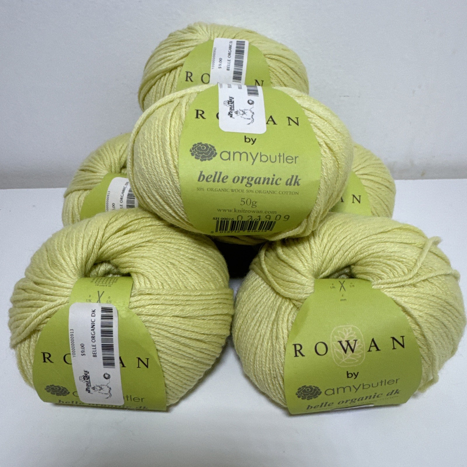 Rowan by Amy Butler Belle Organic Wool Cotton DK 016 Yarn Italy 50g. Cilantro X6
