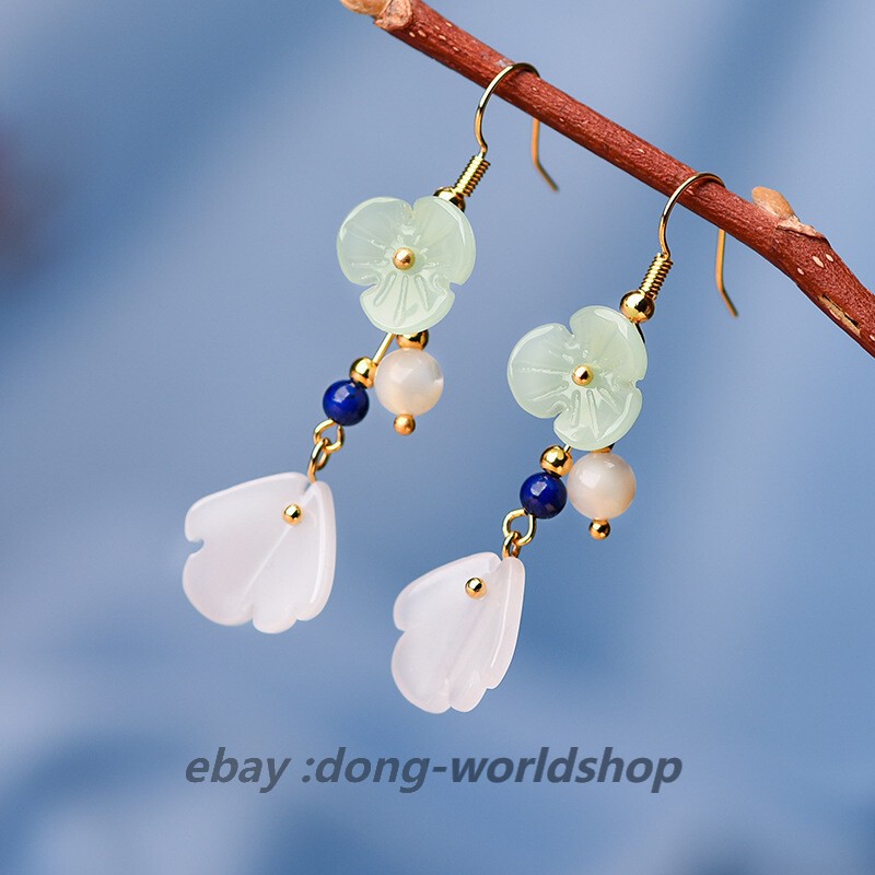 Chinese Coloured Glaze/Pearl Tibetan Style Exquisite Fashion Earbob Earrings