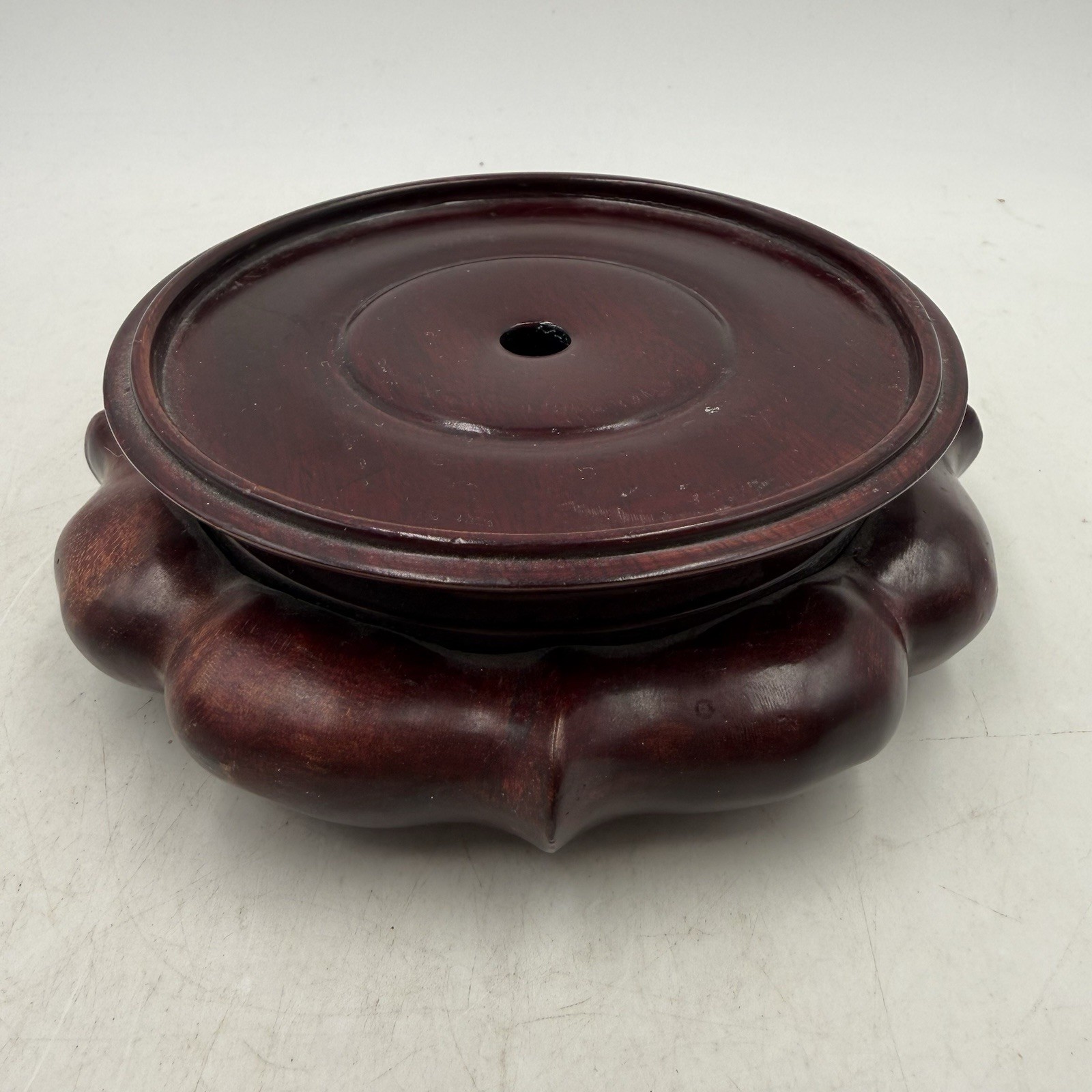 Round Pedestal Display Vase Stand Rosewood Chinese Carving Stable Wooden 4.75”