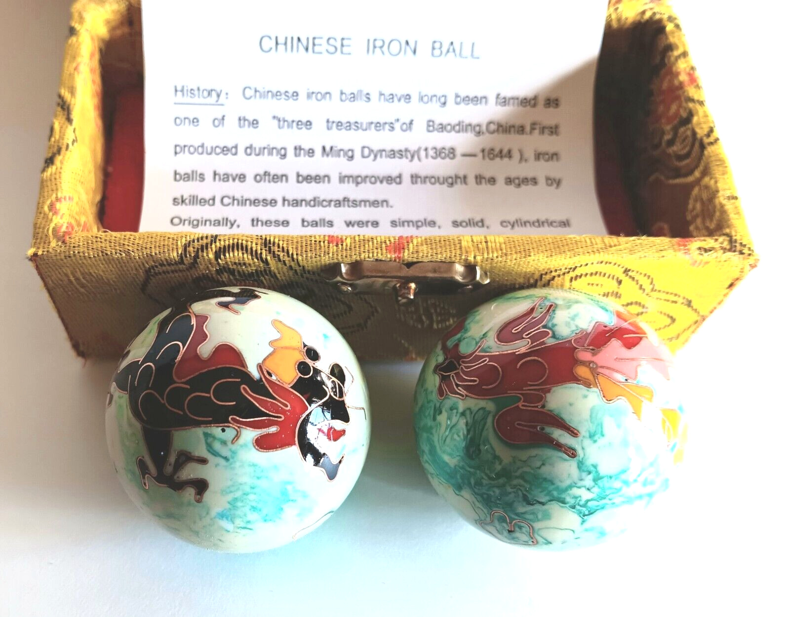 2 sets of Chinese Healthy Therapy Chrome Balls /40mm/Dragon &Phoenix/Exercise