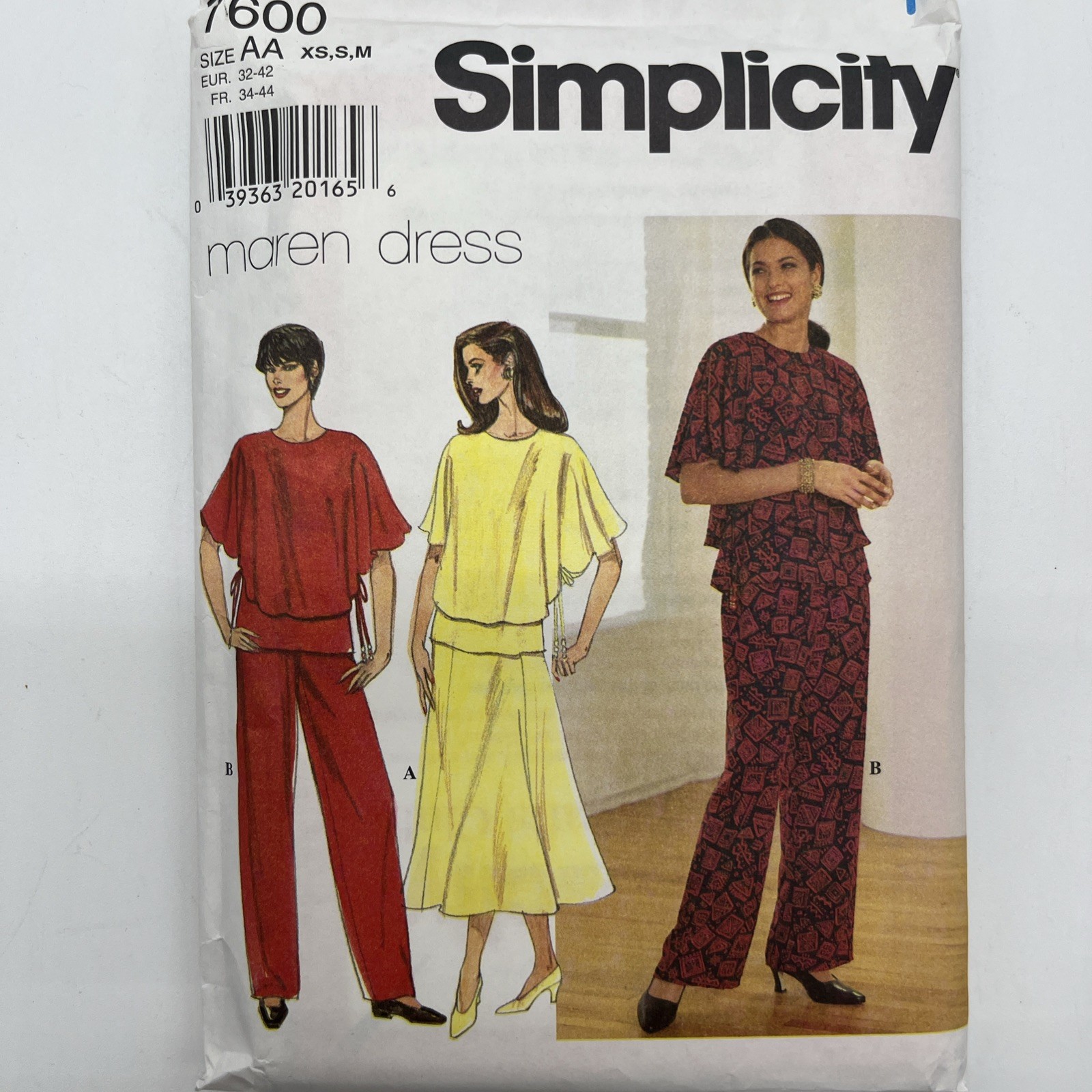 Simplicity 7600 Skirt Pants Top Size Xsm-sm-med Vintage 1997 Uncut