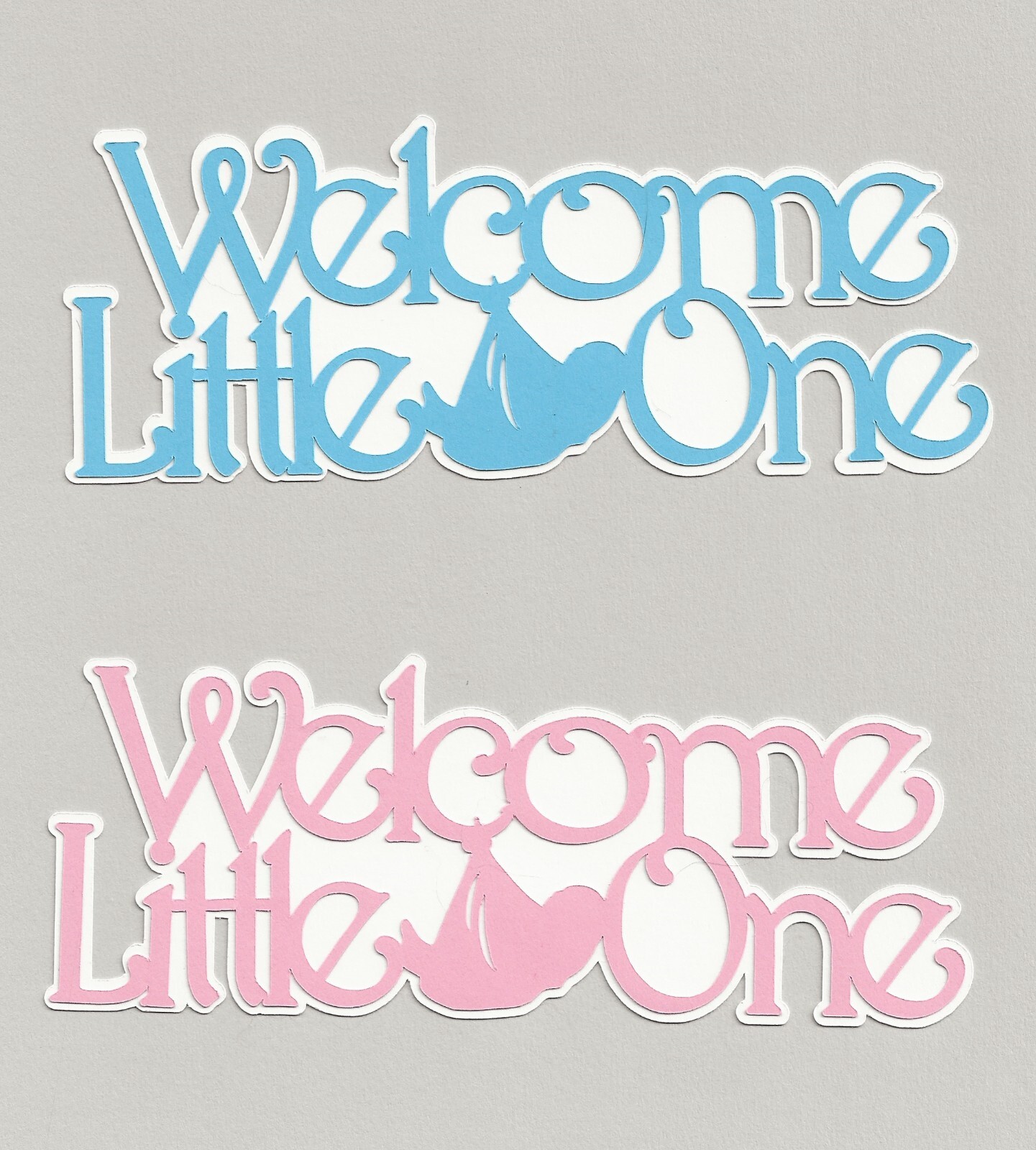 Baby Die Cuts – “Welcome Little One” Page Topper 6″x 2-3/8″ Layered
