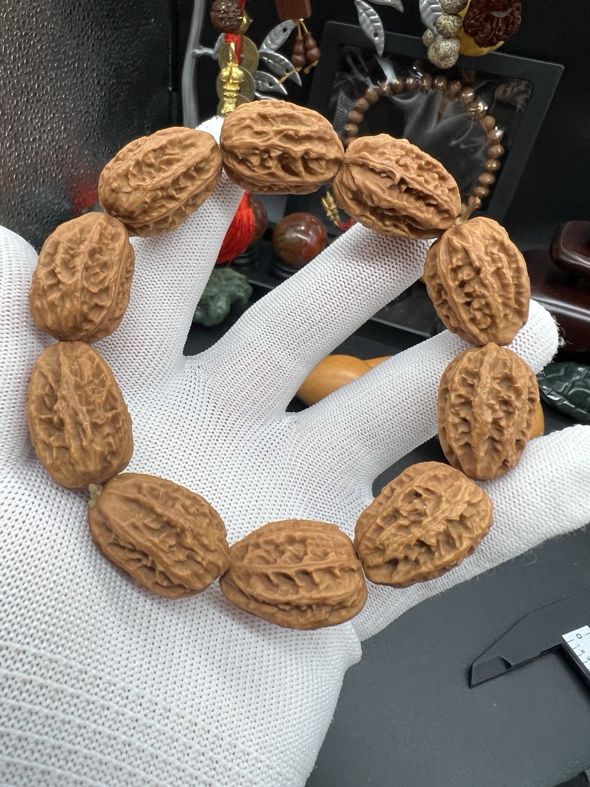 19×21×27.5mm Chinese Small Walnut Bracelet Collection纯野生蝴蝶纹大枣珠手串