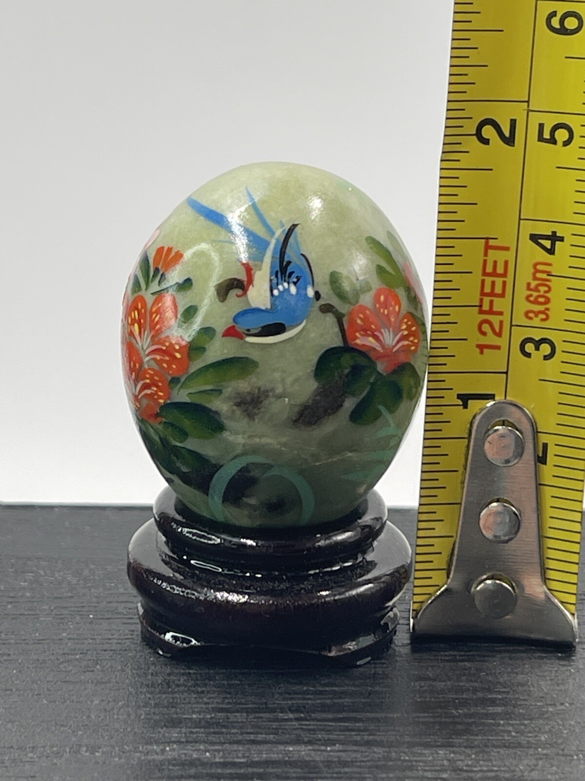 Jadeite Egg Mini Bird Blue Flowers Multicolor Bamboo