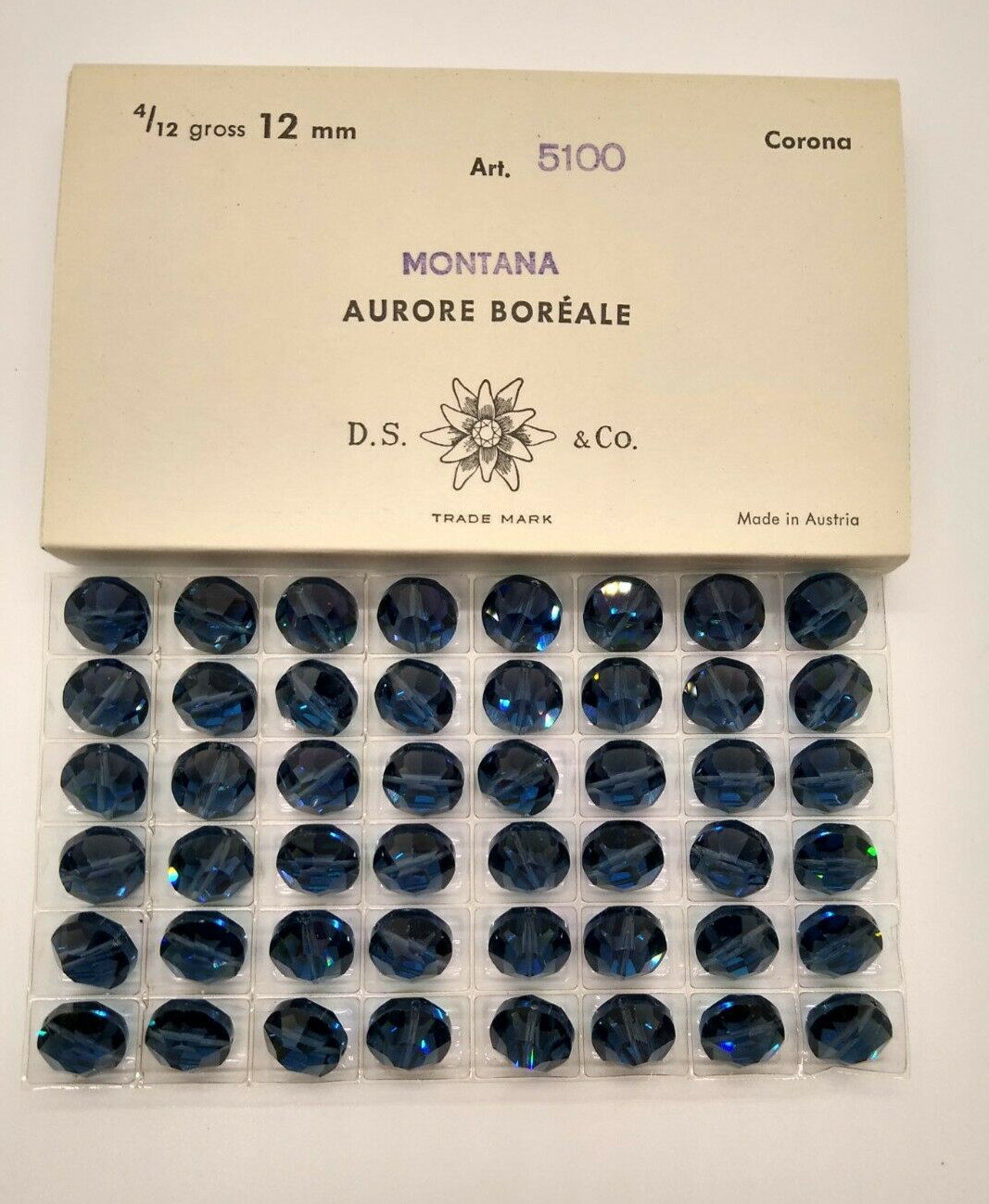 Factory Pack Swarovski Crystal Montana AB 12mm Lentil 5100 Beads; 48pc