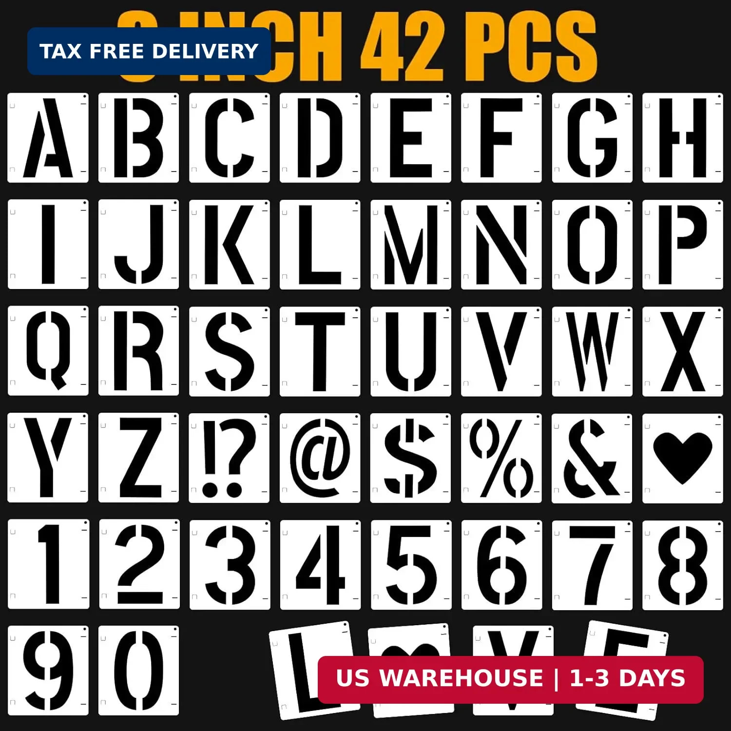 42 PCS Letter Stencils for Painting, Spray Paint Stencil, Alphabet Stencils for