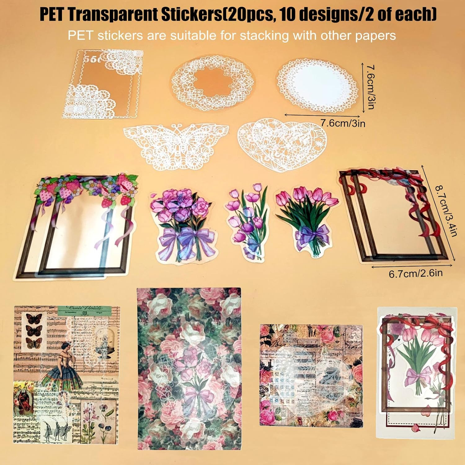 100 PCS Vintage Ephemera Pack Journaling Scrapbooking Supplies Scrapbook Sticker