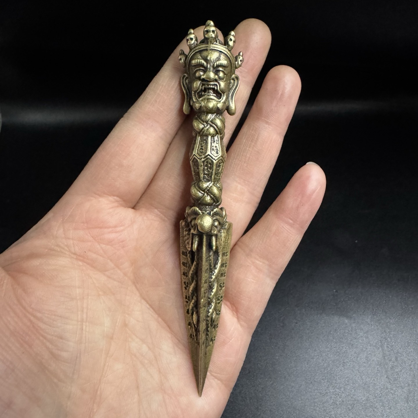 Brass Vajra Pestle Pendant Vintage Tibetan Dagger Amulet Men’s Copper Decor