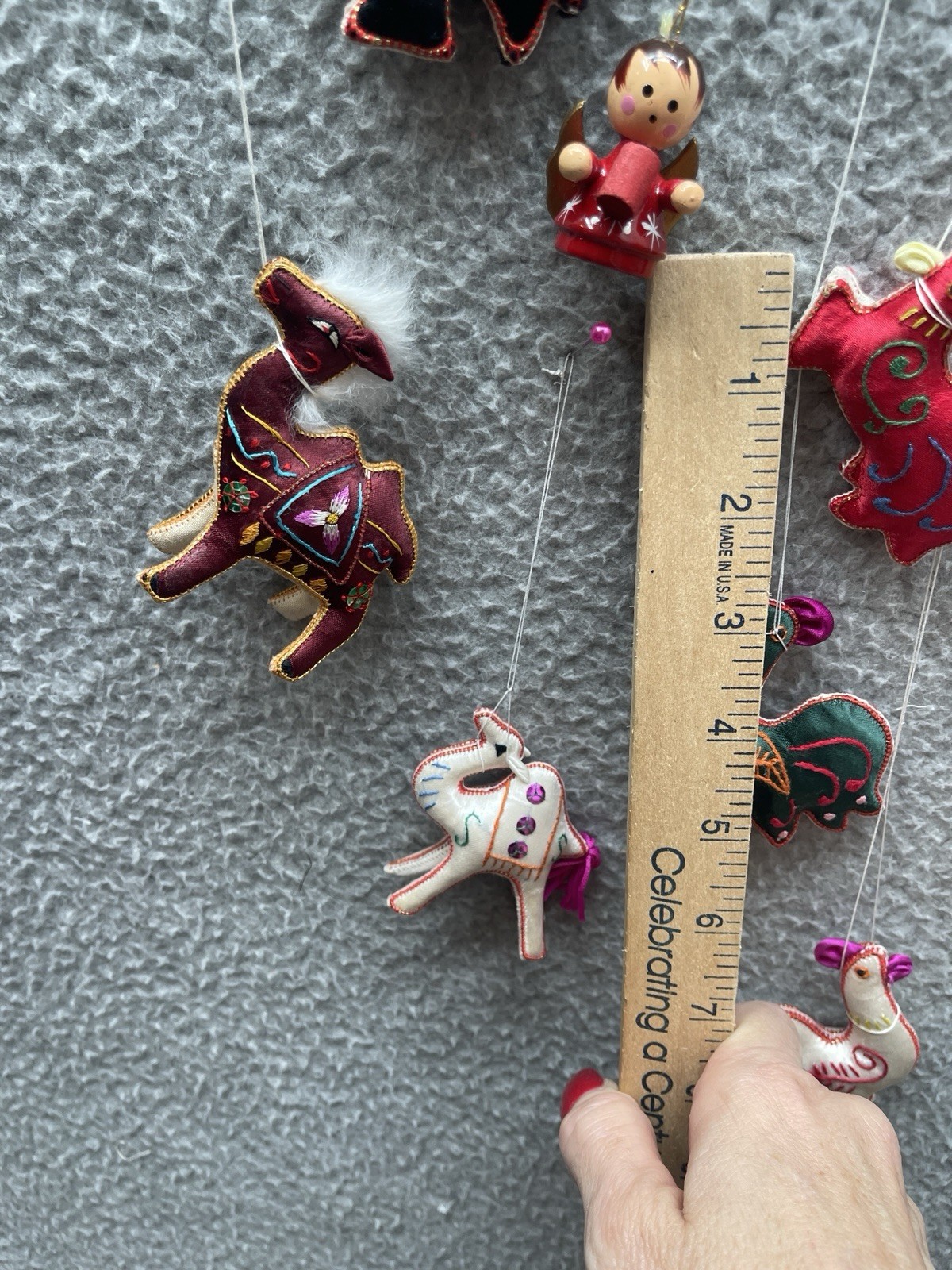 Asian Chinese Silk rooster camel Ornaments Hand Embroidered VTG 60-70s Lot 8
