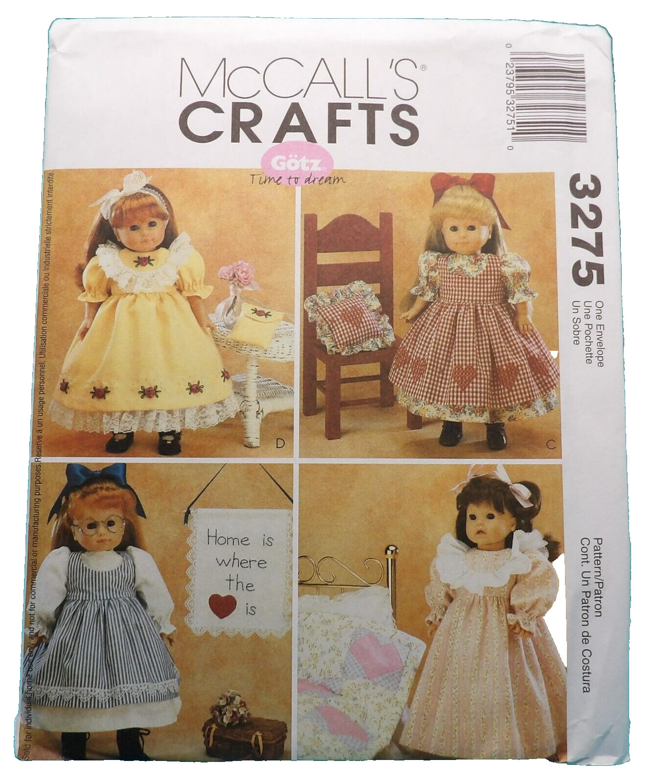 McCall’s 3275 18” Doll Clothes & Craft Projects UNCUT 2007