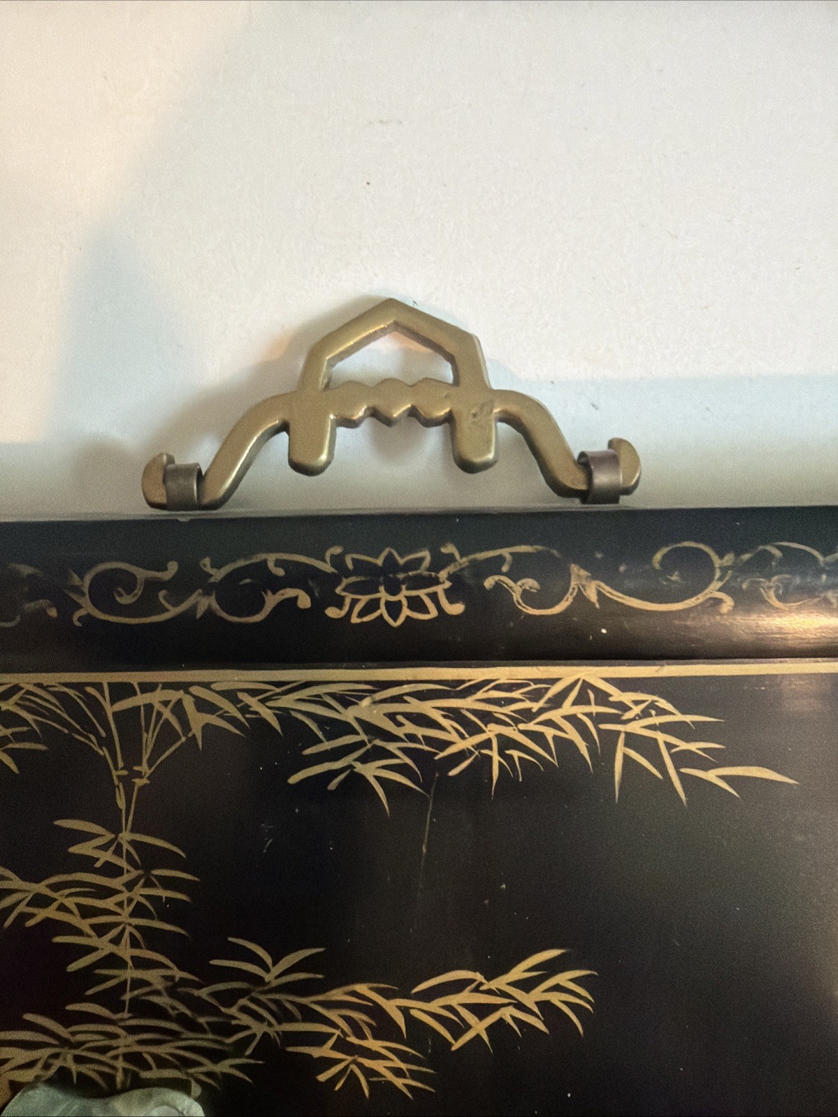 Asian Oriental Lacquer Mother of Pearl Wall Art Panel