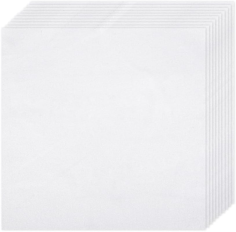 10 PCS Embroidery Fabric, Pre-Cut White Natural Cotton Embroidery Cloth Fabric,
