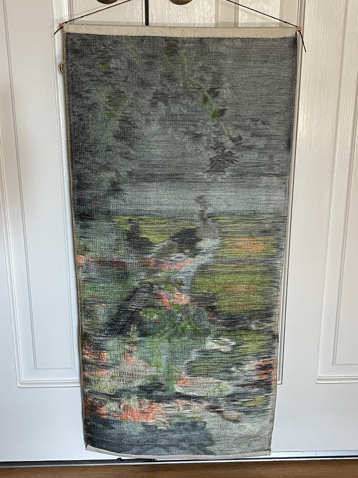 VINTAGE ASIAN CHINESE WOVEN WALL TAPESTRY WALL HANGING PHEASANT BIRDS 36″x 17″