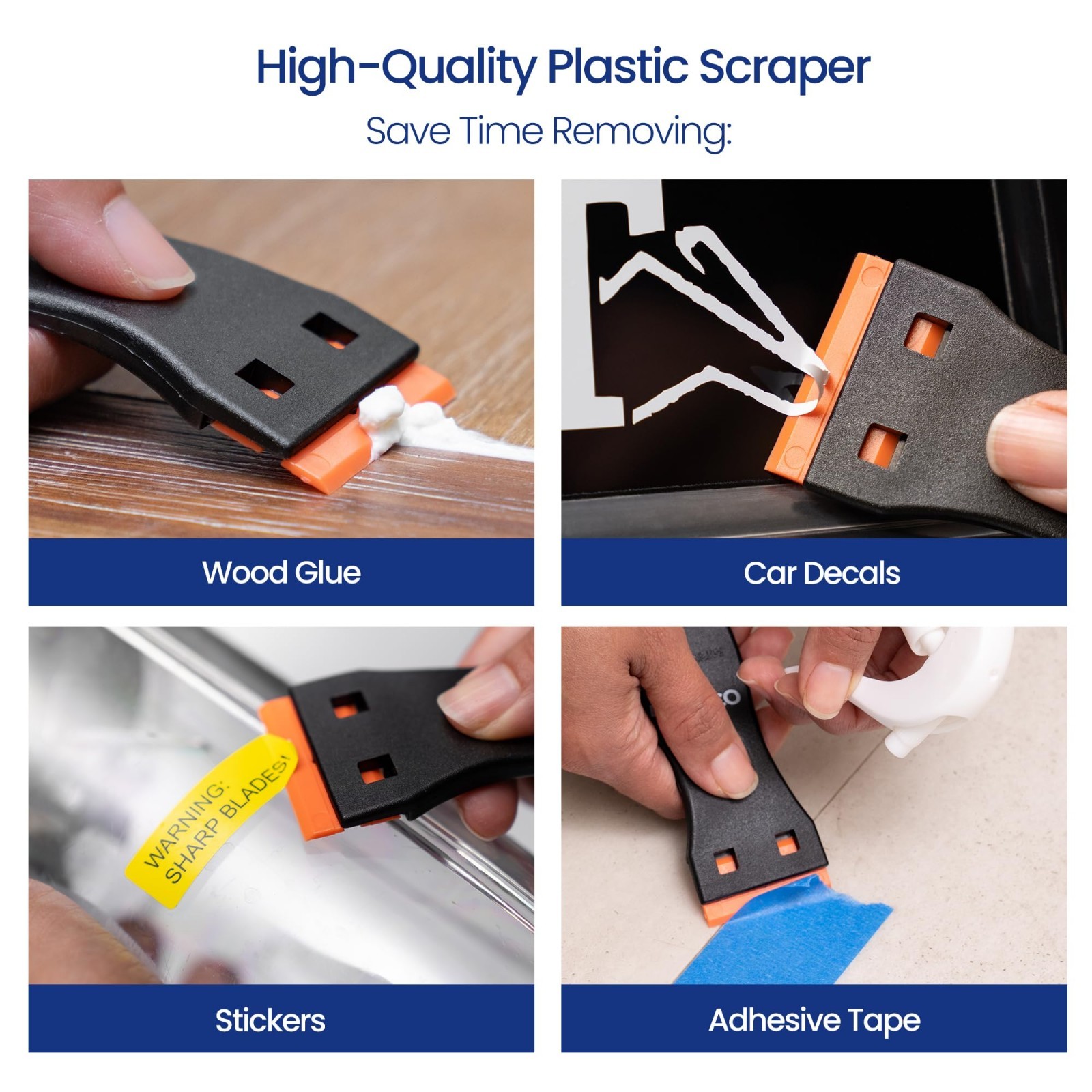 Adhesive Sticker Remover & Scraper Set – 3.3 fl. oz Glue Off with Plastic Razor