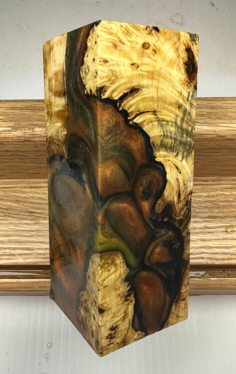 #SHC636 STABILIZED MYRTLE BURL RESIN HYBRID STOPPER/HANDLE/CALL BLANK