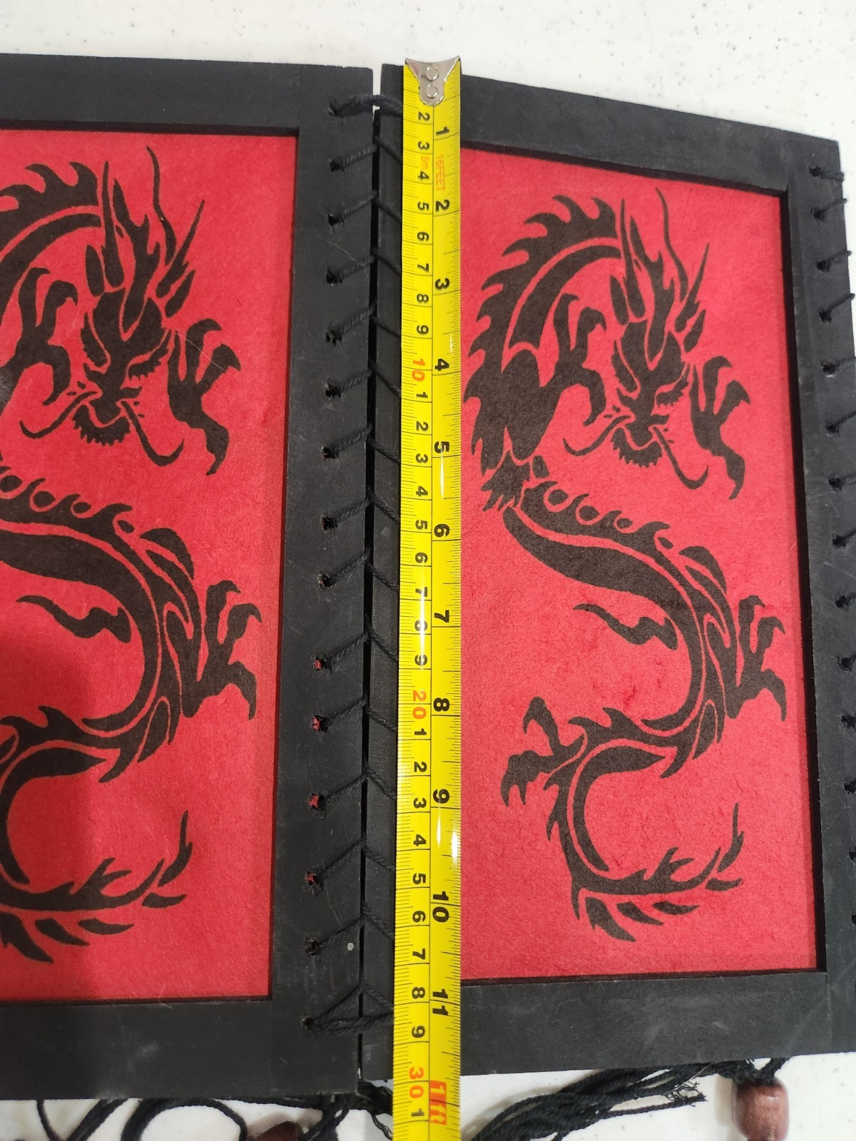 Vintage Red Chinese Dragon Art Lokta Paper Lanturn Cover Hanging Lamp Shade Used