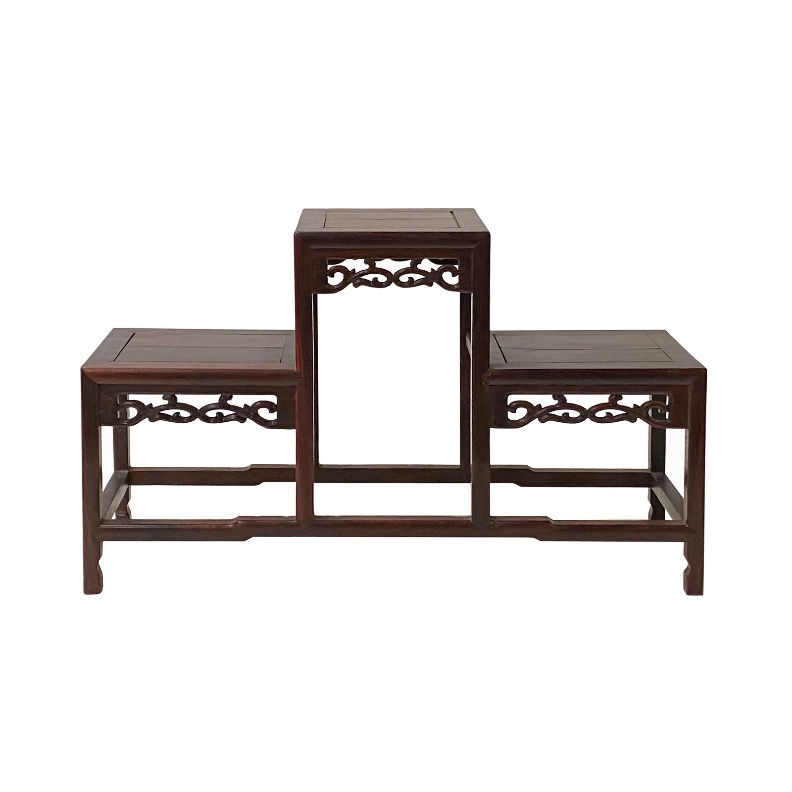 Brown Wood Step Shape Table Top Curio Display Easel Stand ws2898