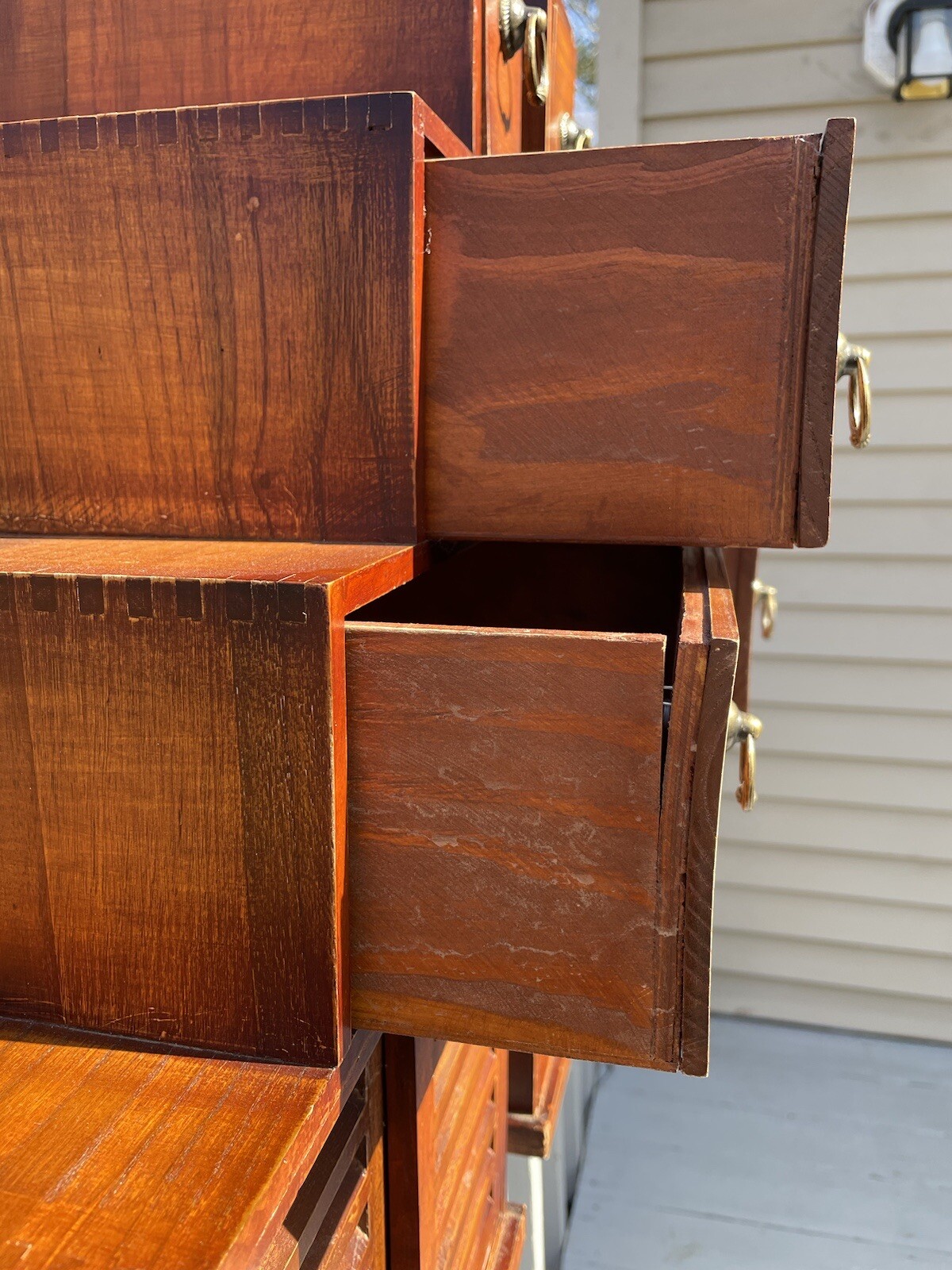 Pair of Vintage 20th C. Dovetailed Tansu Step Wooden Shelves Asian Art