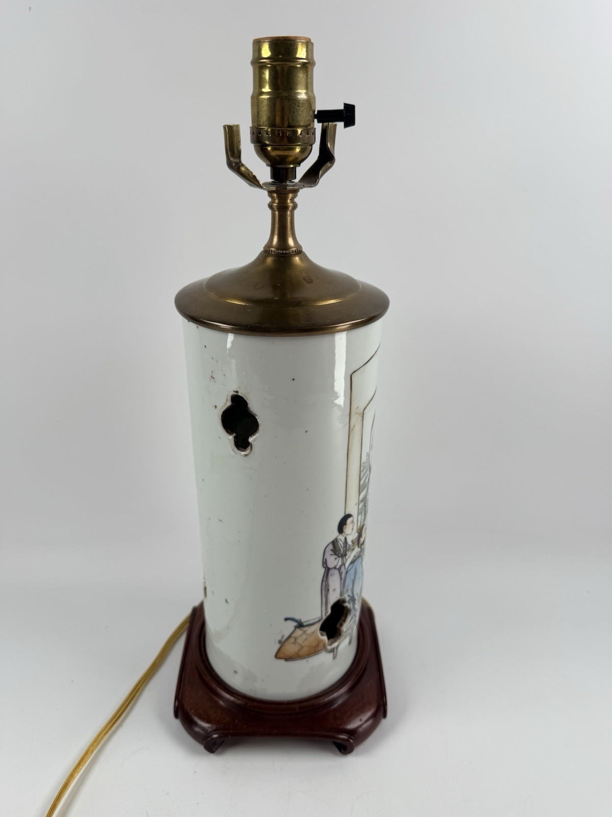 Vintage Chinese Porcelain Hat Stand Vase Lamp