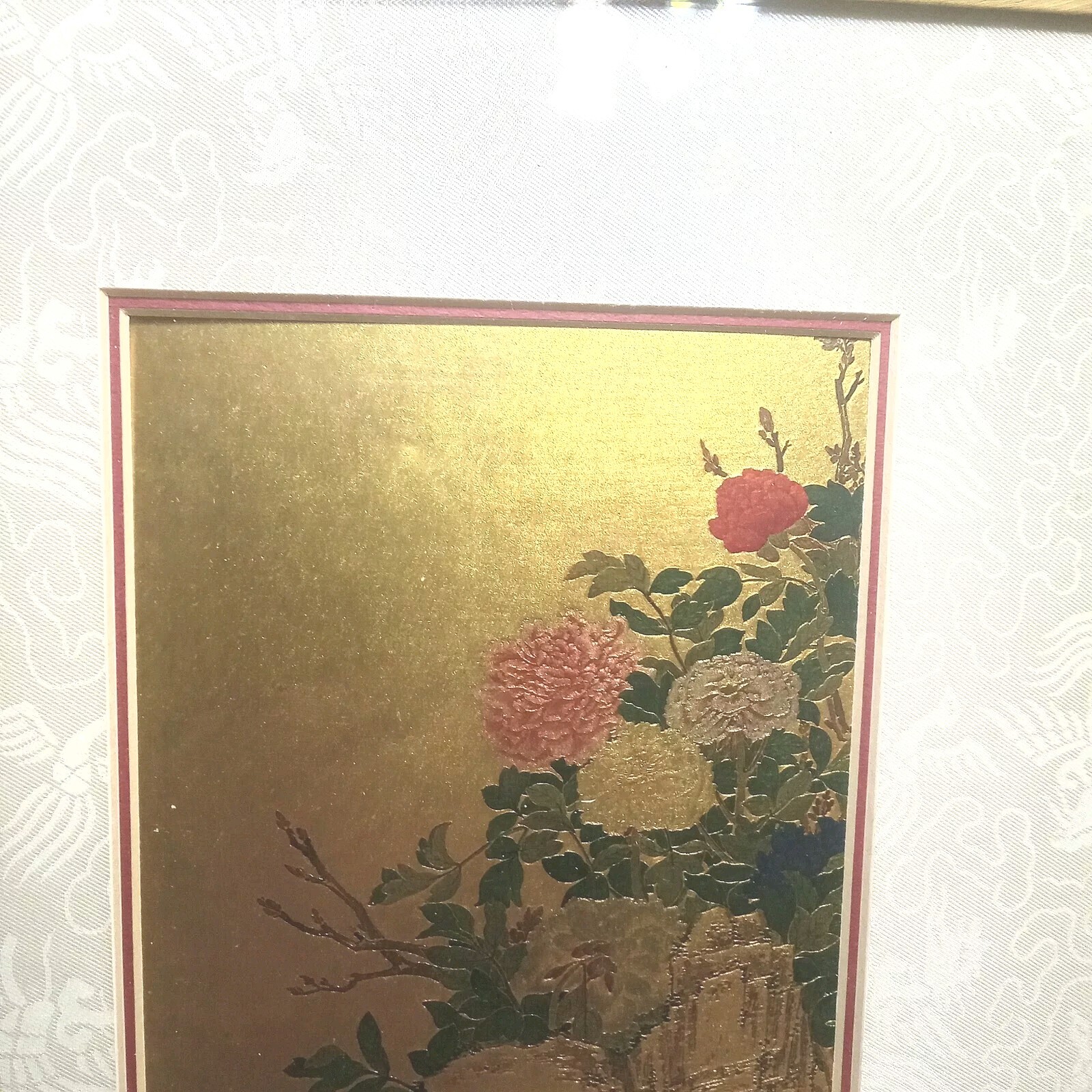 NATIONAL PALACE MUSEUM Taste,Gold and Art PEONIES Painting 99% Gold Plate Print