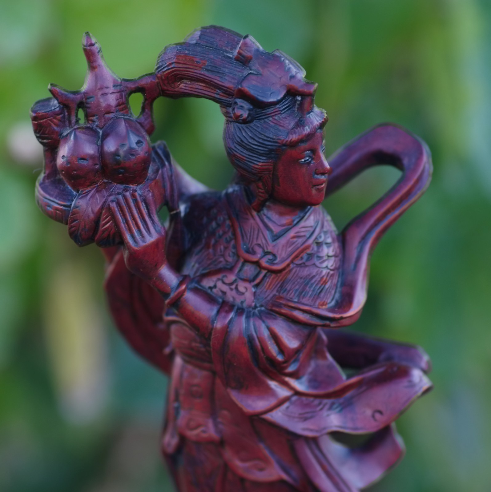 Boxwood Hand Carved Quan Yin Phoenix China 1950’s MAGNIFICENT SKILLFULL ART!
