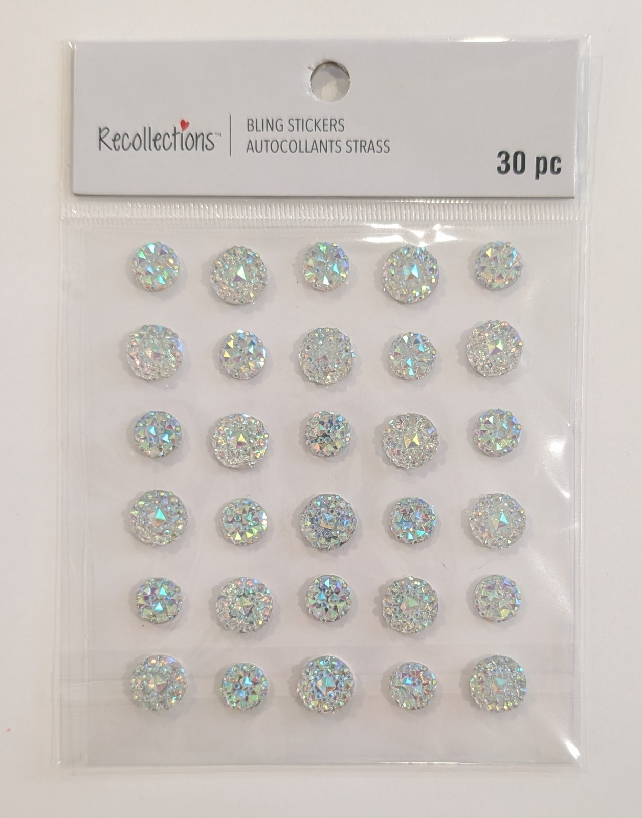 Clear Silver Iridescent Bling Rhinestone Scrapbooking Stickers By Recollections