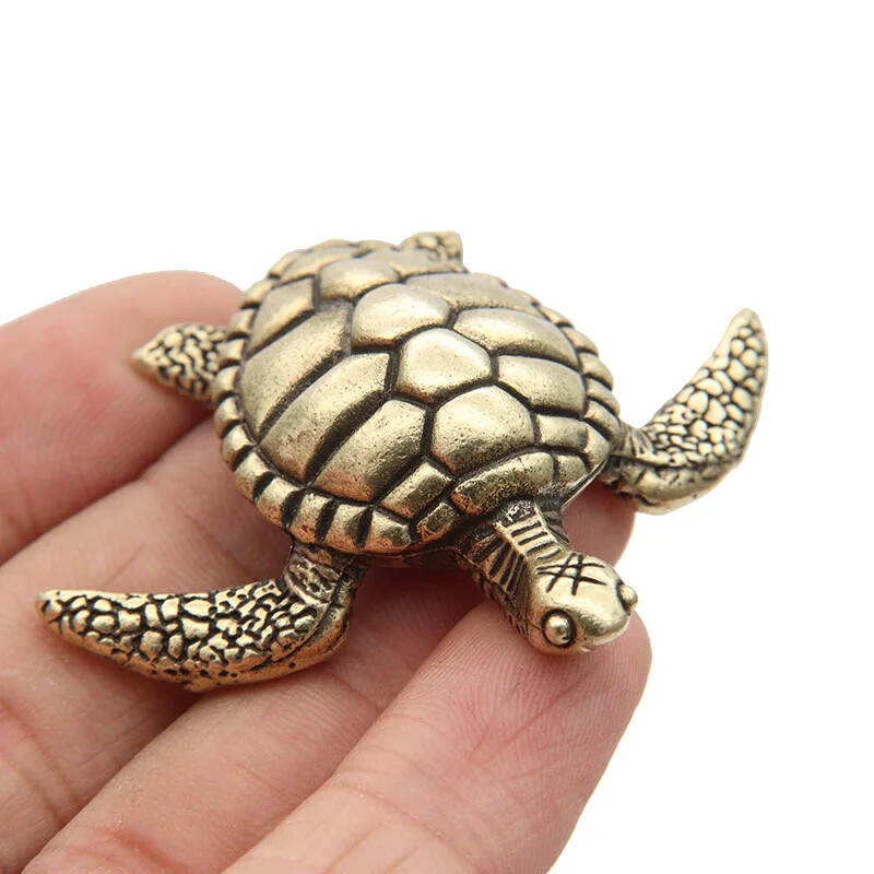 Solid Brass Turtle Small Decorations Living Room Vintage Copper Sea Miniature
