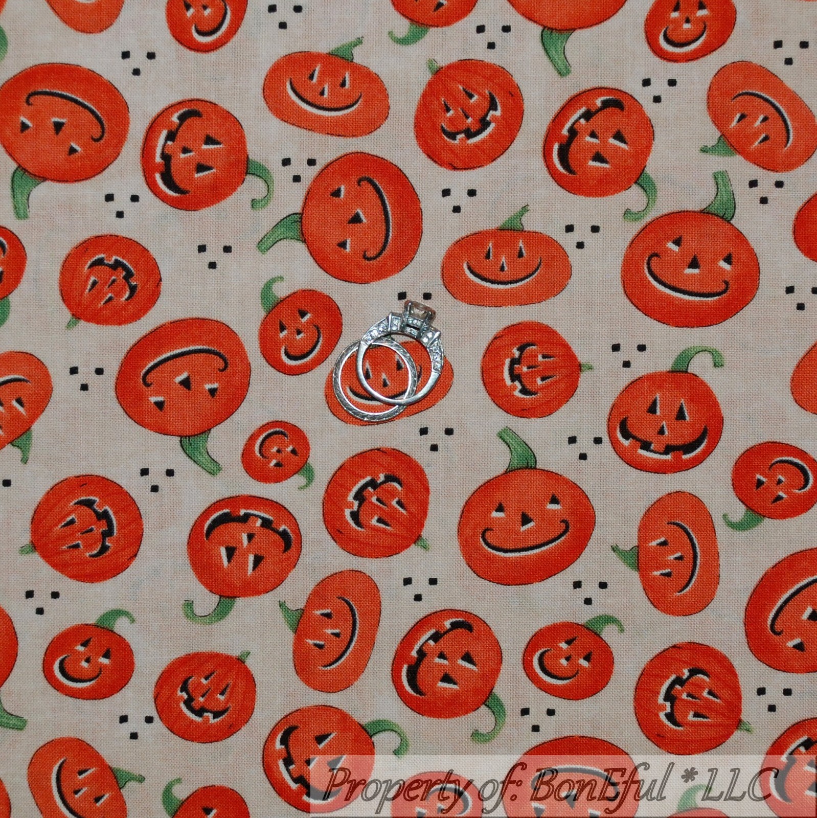 BonEful Fabric FQ Cotton Quilt Orange Pumpkin Halloween Thanksgiving Dot Holiday