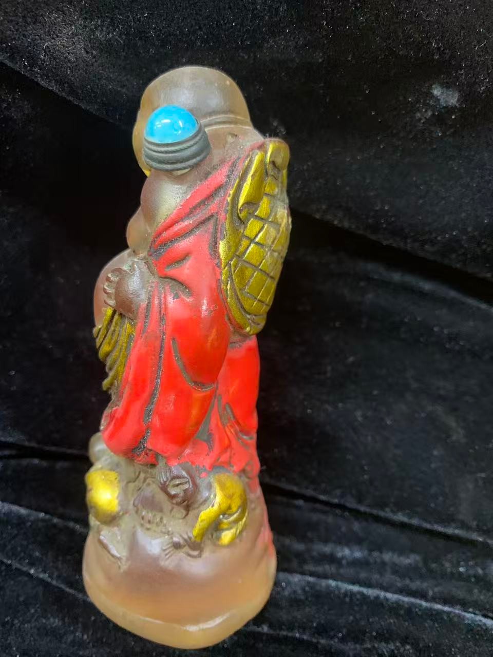 Wonderful Pure Chinese Old Coloured Glaze Hand Made *Happy Monk* Bottle !!!