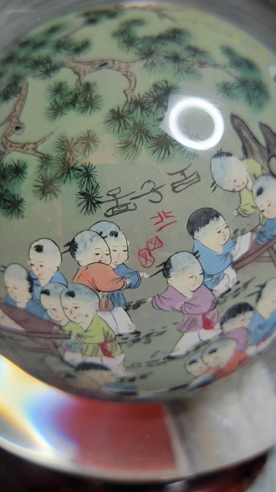 Approx 4 Inch Diameter Chinese Reverse Painted Globe Li Bien READ