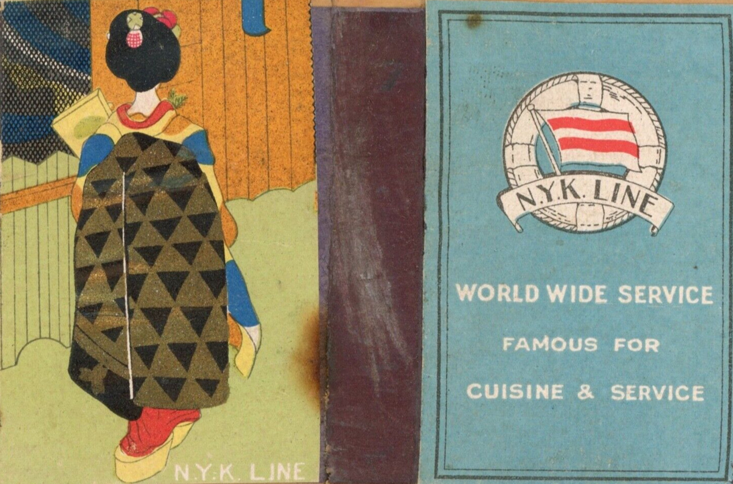 1930-40s JAPAN CHINA NYK LINE NIPPON YUSEN YOKOHAMA SHANGHAI GEISHA MATCHBOX F1e