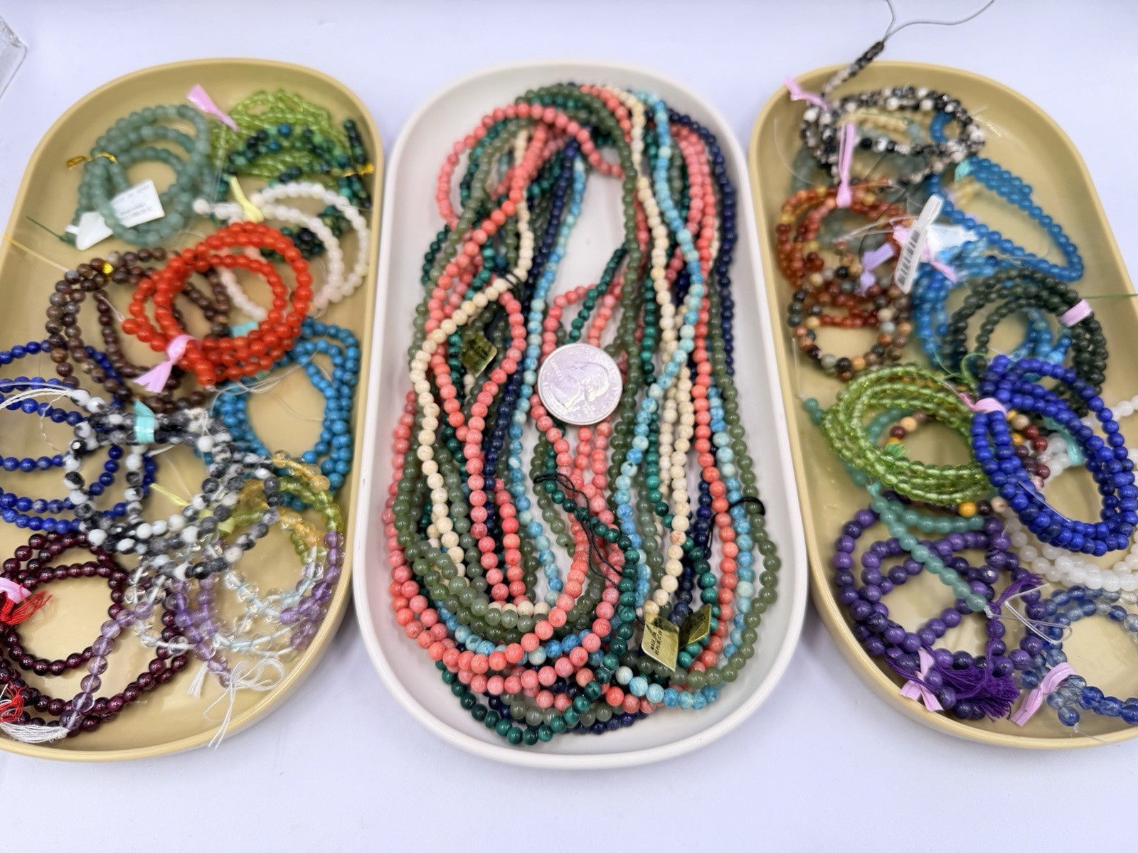 1 Lb 4-5mm Mixed Round Gemstone Beads Strands Artisan Jewelry Making Bulk Lot
