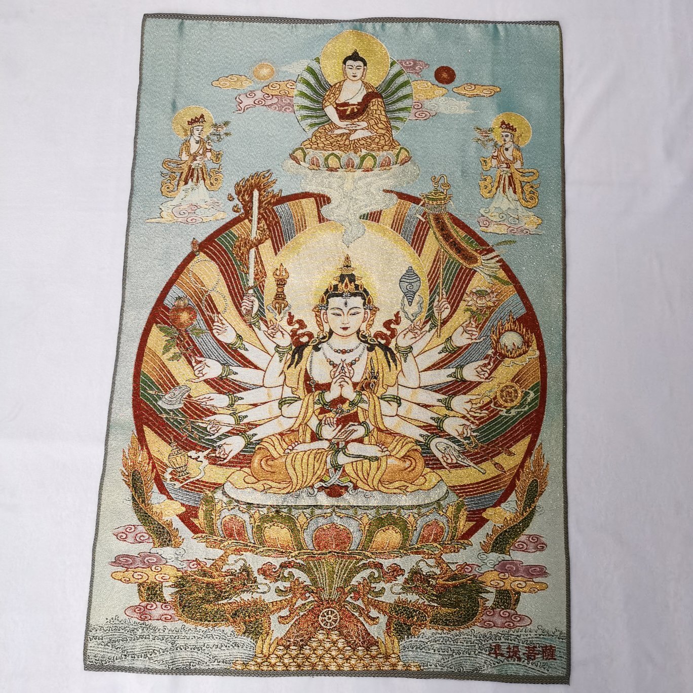 36″ Tibet Tibetan Cloth Silk 1000 Arms Guanyin Kwan-yin Tangka Thangka Mural 14