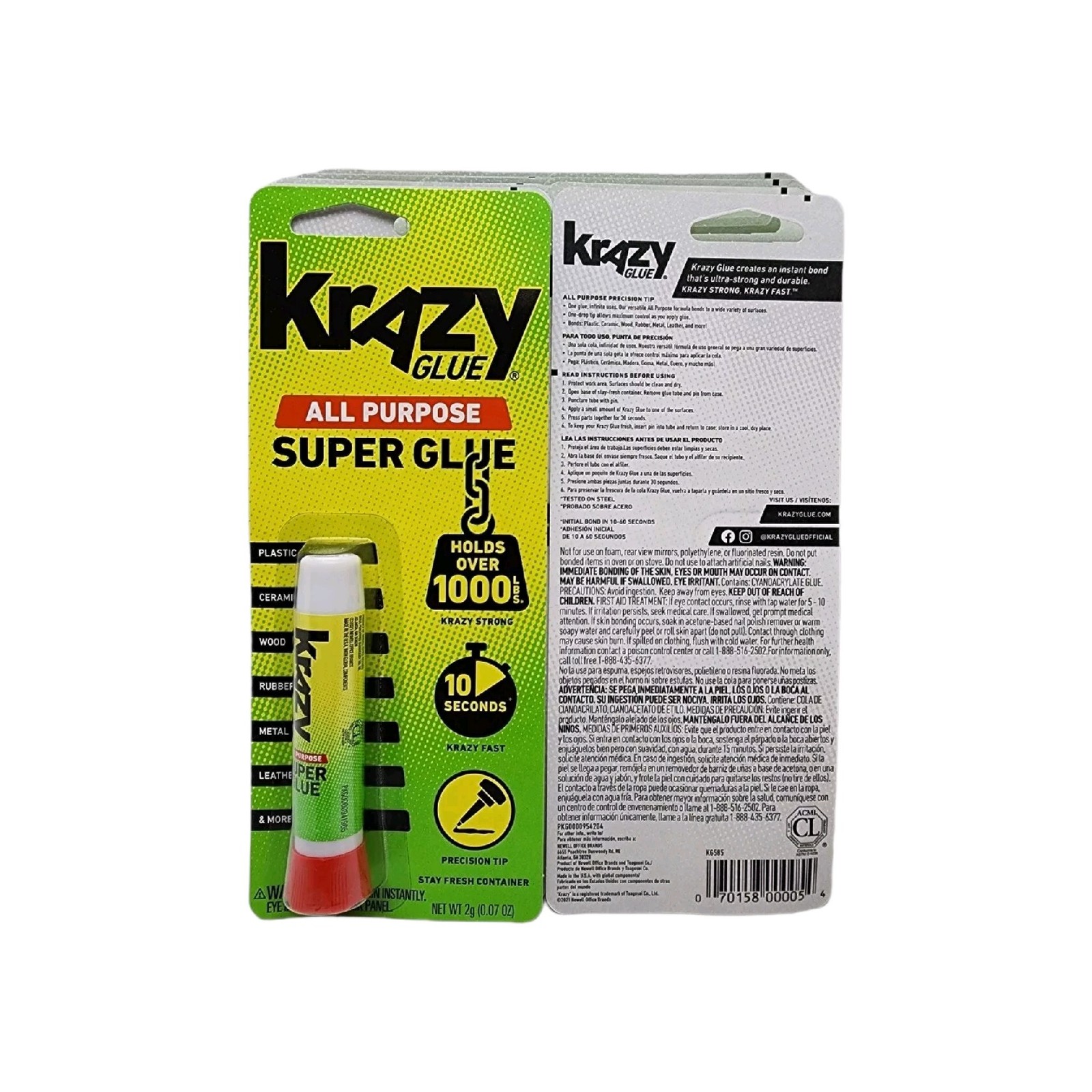 12 Pack Krazy Glue Instant strong Super Glue All Purpose 0.07oz, Free Shipping.