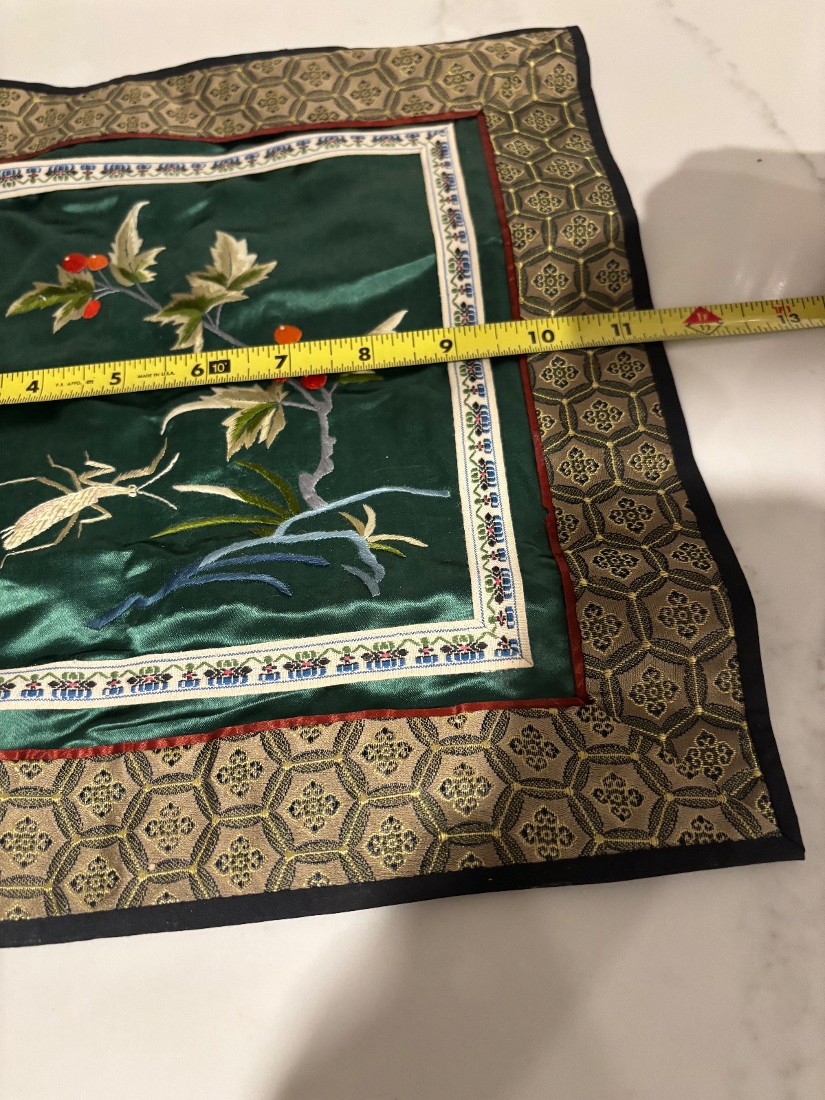 Vintage Chinese Silk Flower Floral With Elegant Embroidery Panel 11x12in”